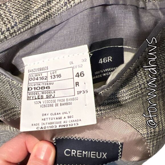 Cremieux Two Button Blazer - Size 46 Regular - Luxurious Bamboo Fabric - Picture 7 of 8